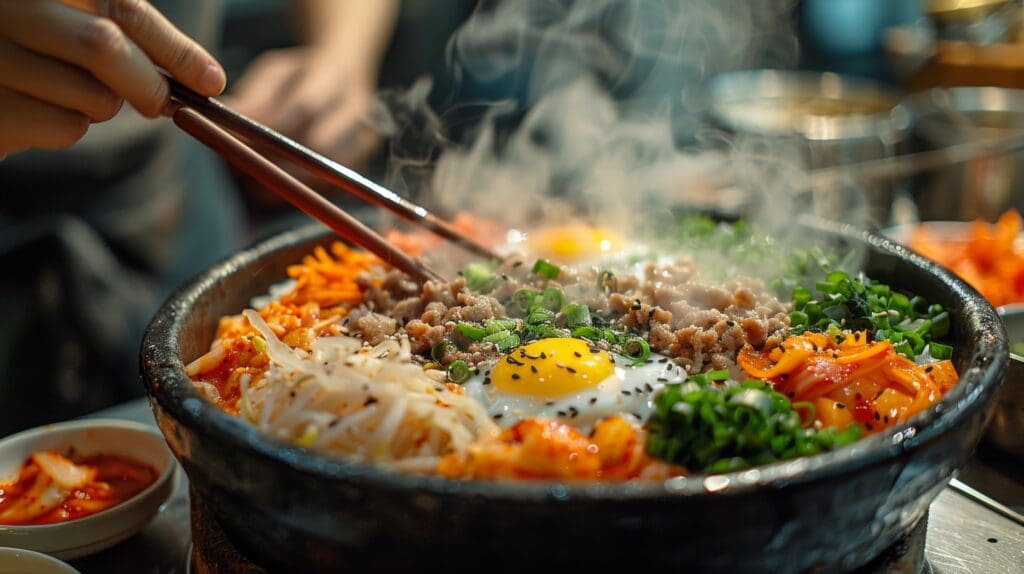 Korean bibimbap with vibrant ingredients