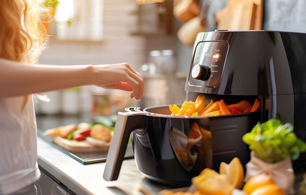 women cooling using an air fryer